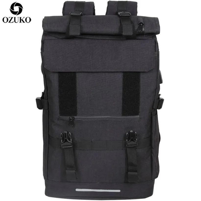 Ozuko 40L Plecak podróżujący o dużej pojemności Mężczyźni Plecak laptopa USB dla nastolatków wielofunkcyjny Travel Male School Bag 211203224X