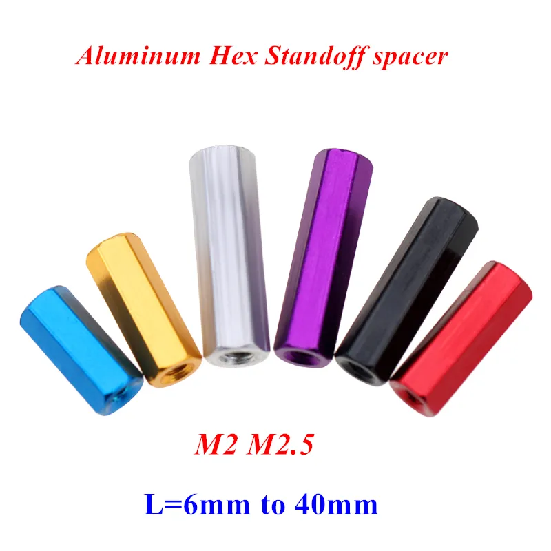 10st M2 M2.5 Aluminium Standoff -kolonn L = 6/8/10/12/15/8/20/22