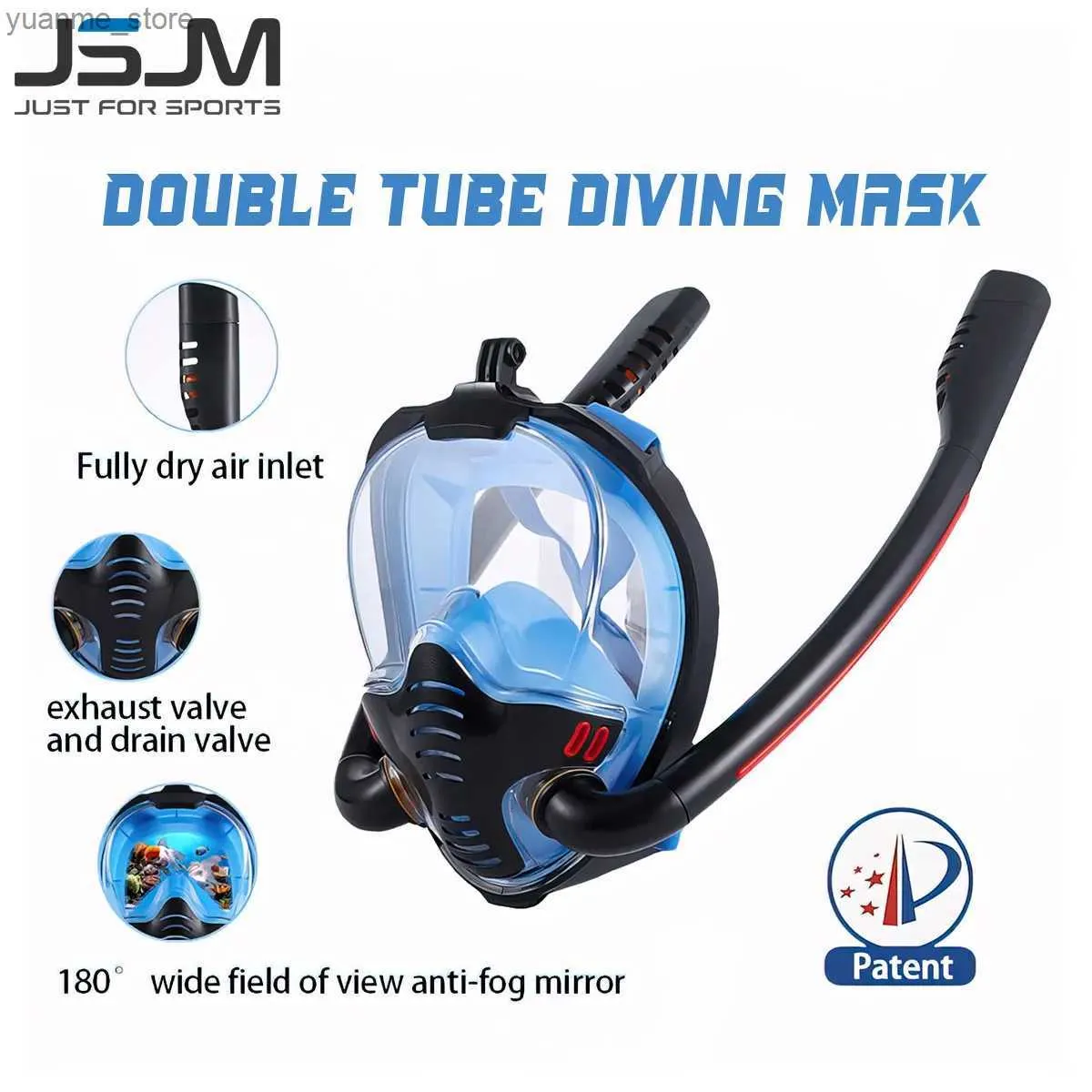 Maschere per immersioni JSJM SCUBA Underwater Anti Fog Maschera per immersioni a faccia a pieno viso Snorkeling maschere respiratorie a attrezzatura da nuoto impermeabile sicuro per adulti giovani Y240410