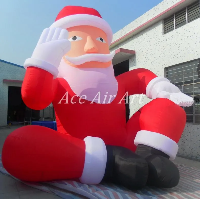 High Quality 8 Meters Tall Giant Sitting On Ground Inflatable Christmas Santa Claus For Decoration Or Advertising On Store