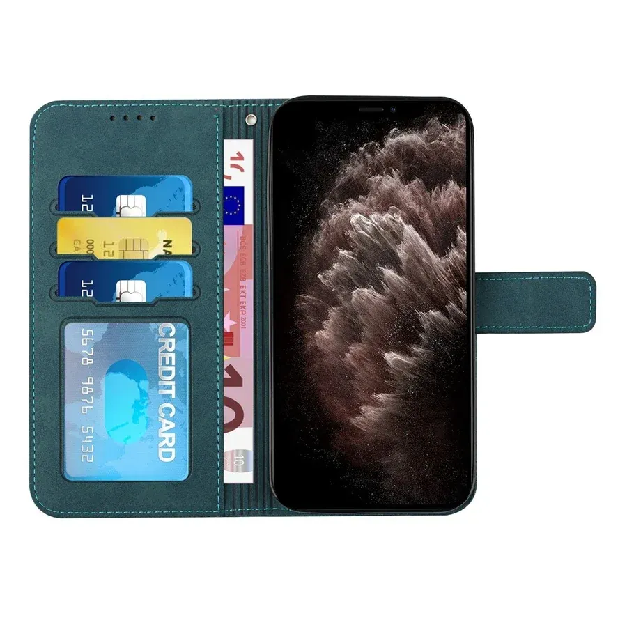 Caixa de couro da carteira de flip de flip magnética para Samsung Galaxy S24 Ultra S23 Fe S22 Plus S21 S20 A05S A13 A14 A15 A34 A35 A52 A53 A54