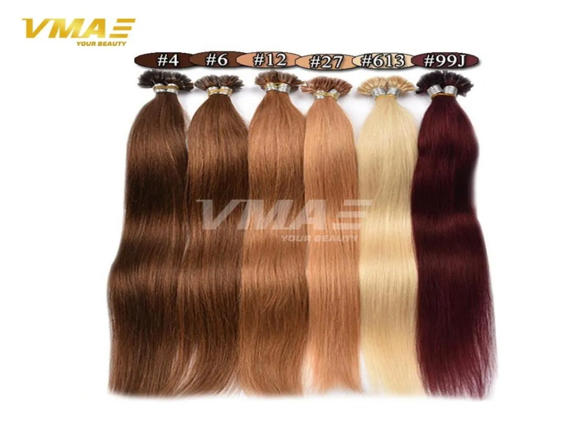 VMAE vorgebundener Keratin -Haarverlängerungen Remy Human Hair Nagel U Spitze unverarbeitetes Haarerweiterung 1B 613 27 Blond Keratin Kleber Haarpeak142806942