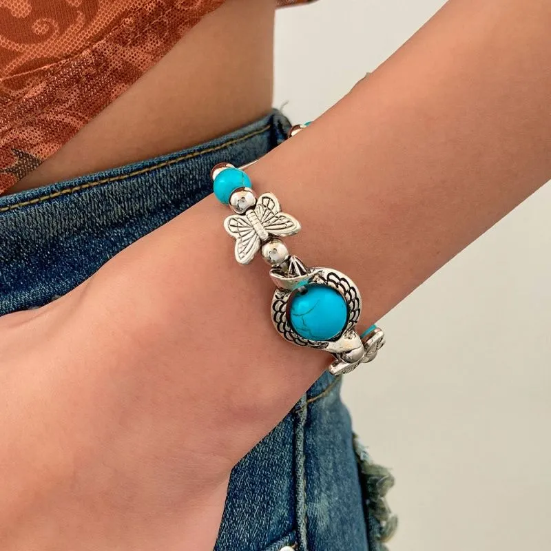 Bracelet de créateur Femmes Bohemian Natural Turquoise Bound Bracelet Bright Luster Bijoux de bijoux de bracelet durable