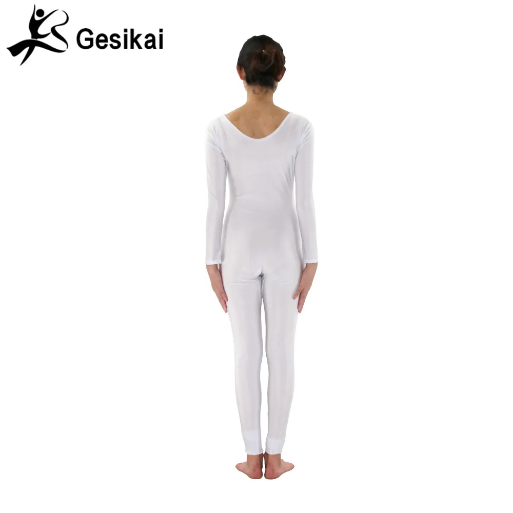 24 horas enviadas para mulheres brancas ioga branco ginástica Unitards spandex spandex redondo colarinho de dança