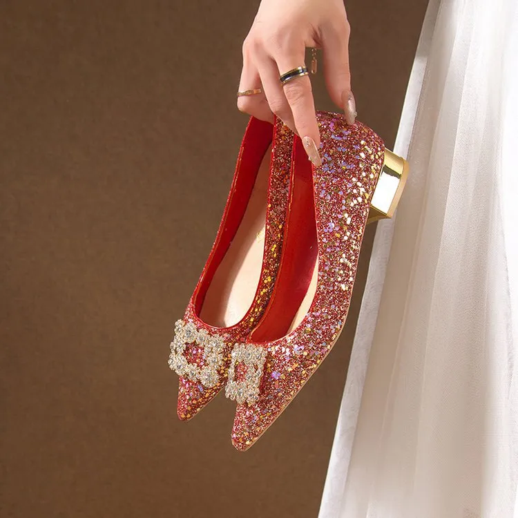 DHgate Womens Red Stiletto Heels Graceful High Grade Bridal Shoes for Weddings Shoes Accessories