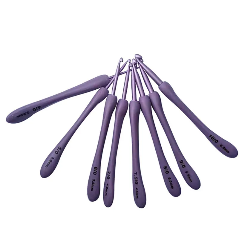 Plastic Handle Aluminum Crochet Hooks Set Ergonomics Weave Knitting Needles Hooks For Sewing Crafts Stitching DIY 2.5-6.0mm