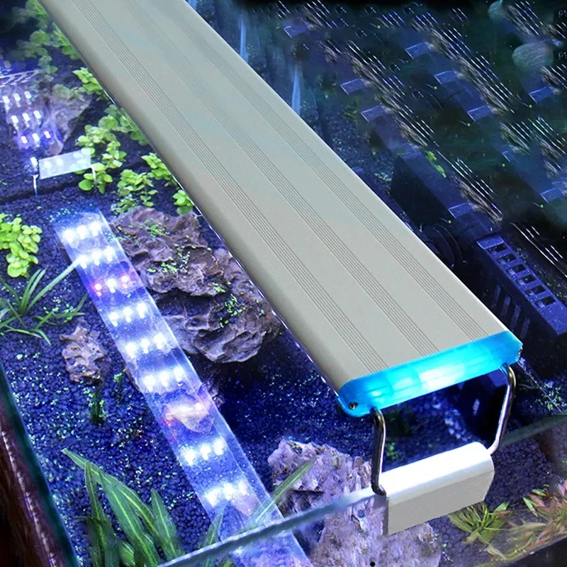 Bright Super Slim Aquarium LED Light Clip Lamp planterad tank växer belysning 18-70 cm utdragbara akvariumtillbehör