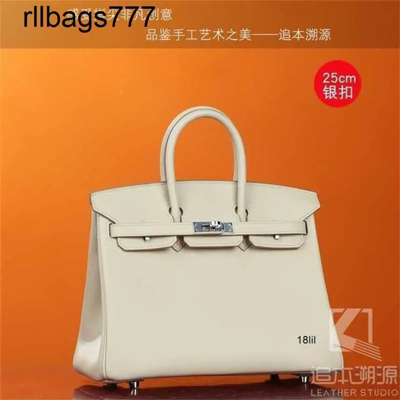 Leather Bk Designer Bags Tracing Back to the Source Handmade Customized Portable Womens Bag Platinum Bag Plain Swift Calf 10 Milkshake White