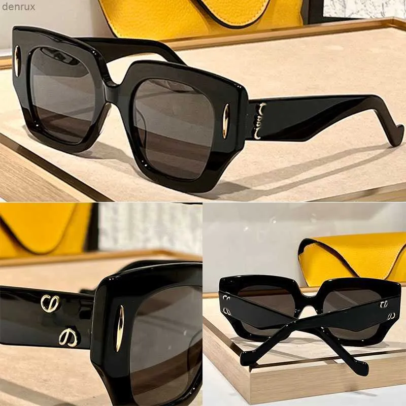 Sonnenbrille Herren und Frauen Hochqualität Designer 1 1 Quadratmodelle Sonnenbrille besteht aus Acetatfasern mit einem goldenen Anagranmuster auf den Armen LW40128i für den Urlaub