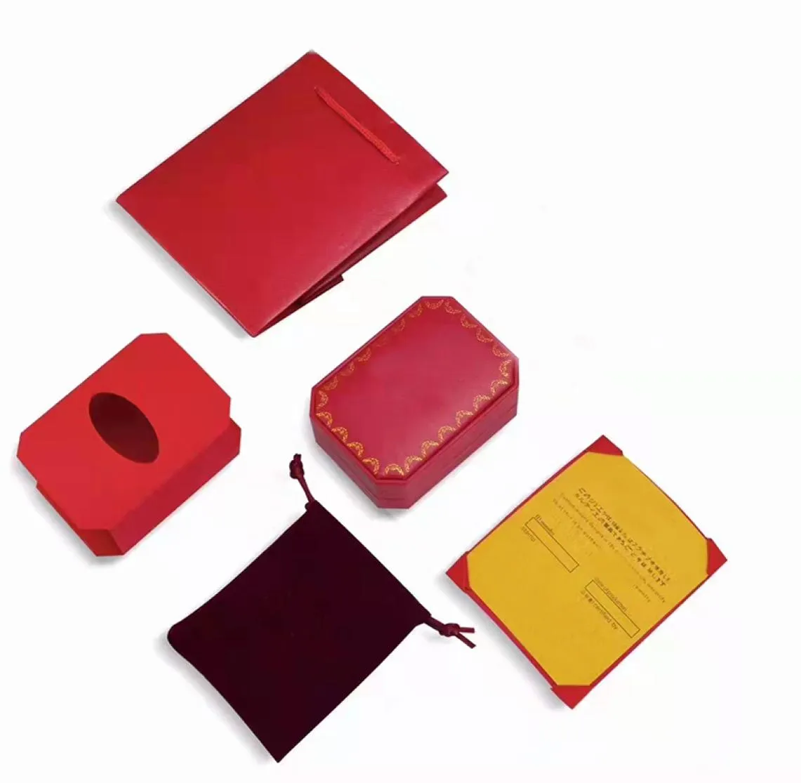 Scatola di gioielli designer rossa classica set di box con anello di cartone di alta qualità scatola del braccialetto incluso in flanella di cericale e tote bag6461836