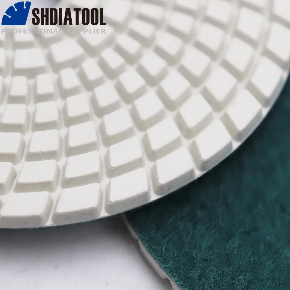 SHDIATOOL 8st/SET 4 "Diamond Wet Flexible Polishing Pads For Granite Marble White Harts Slip Disc Dia 4Inch/100mm