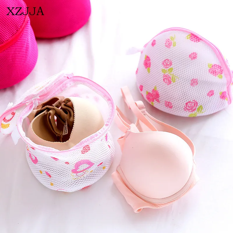 XZJJA 1PCS Polyester Printing Bag Bag de sous-vêtements Bra Chaussettes Lacture Pouche de lavage Machine à laver Sac à glissière Case Net