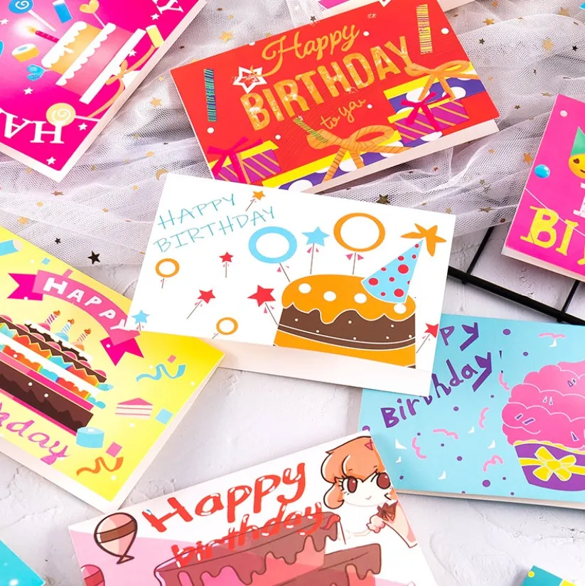 Carte de joyeux anniversaire cadeau de carte de vœux colorée pour les enfants fête d'anniversaire