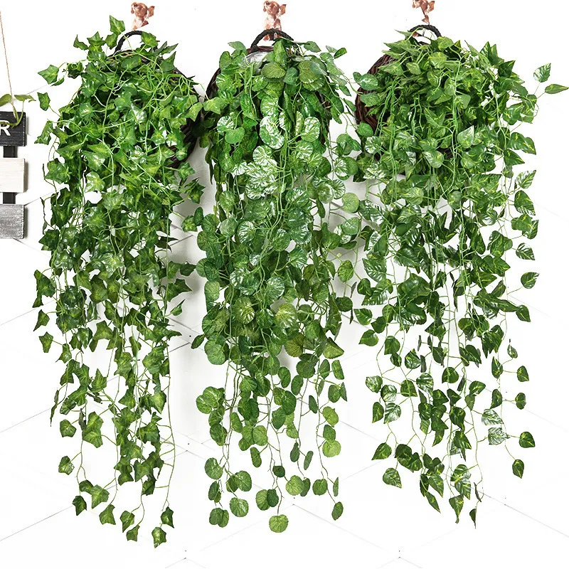 90cm Green Artificial leaf Fake plants Silk Flower Vine Garden Decoration Hanging Garland Wedding Birthday Spring Easter Decor