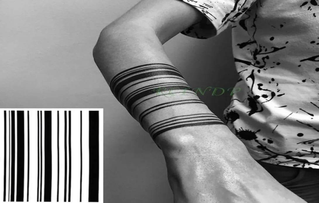 Wasserdichte temporäre Tattoo Aufkleber Streifen Bar Code Streak Line gefälschte Tatto Flash Tatoo Beinbauch Arm Tatouage für Männer Frauen5433113