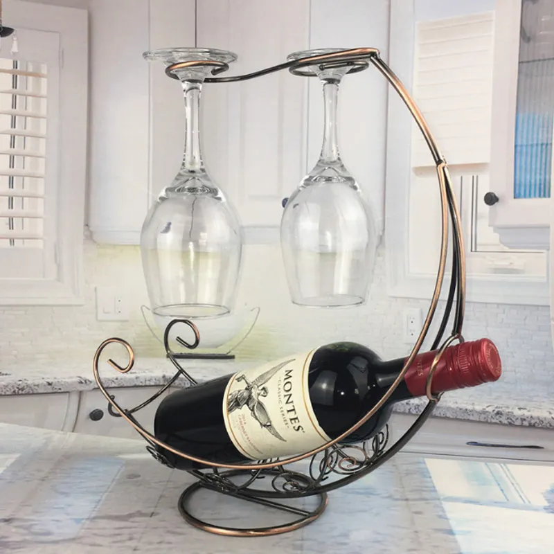 Yomdid Creative Metal Wine rack pendurado vinícola de vidro de vidro bar stand stand stand stand supure decoração