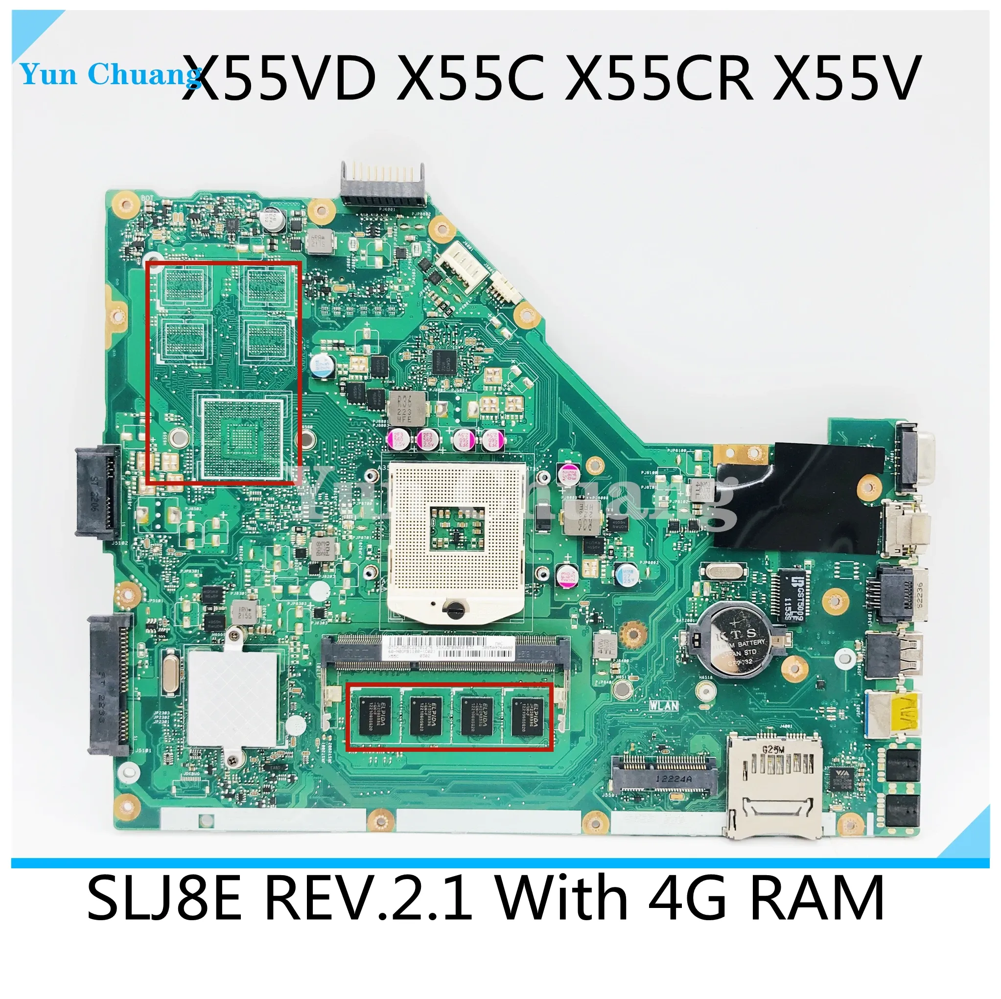 ASUS X55VD X55C X55CR X55V MAINBOARD SLJ8E HM76用ASUS X55VD X55C X55CR用のマザーボードX55VDラップトップマザーボード