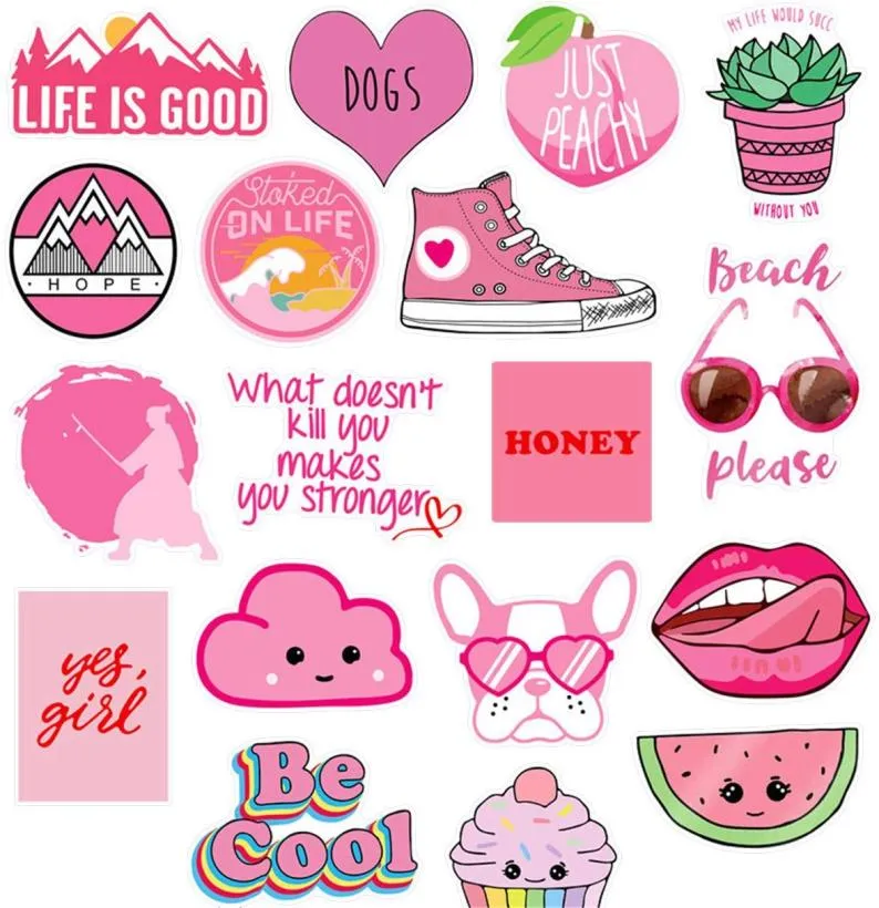 40st Girls Pink VSCO All Cute Sticker Pack för vattenflaska Laptop Bagage Car Bicycle Travel Case Notebook Vinyl Waterproof STIC2751882