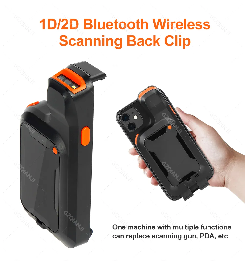 Tera 0012 Lettore Codici A Barre Bluetooth – Scanner 1D/2D Con Clip Posteriore E Power Bank