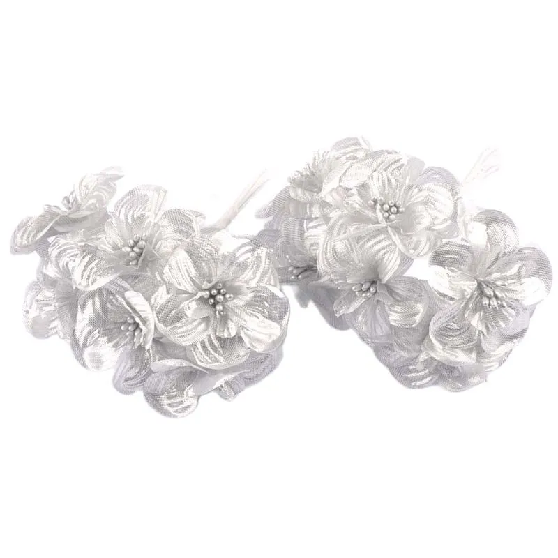 2 Bouquet Mini Golden / Silver Plant Artificiel Fleurs Fleurs de mariage Boîte de gâteau de mariage Boîte de bricolage DIY Couronne de déco CP3091