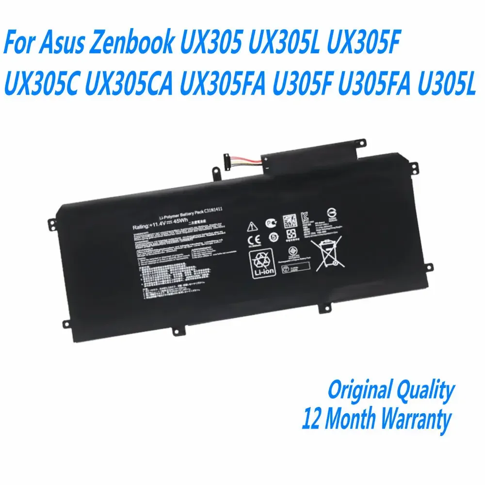 Batteries nouvelles 11.4V 45Wh C31N1411 Batterie d'ordinateur portable pour ASUS ZENBOOK UX305 UX305L UX305F UX305C UX305CA UX305FA U305F U305FA U305L