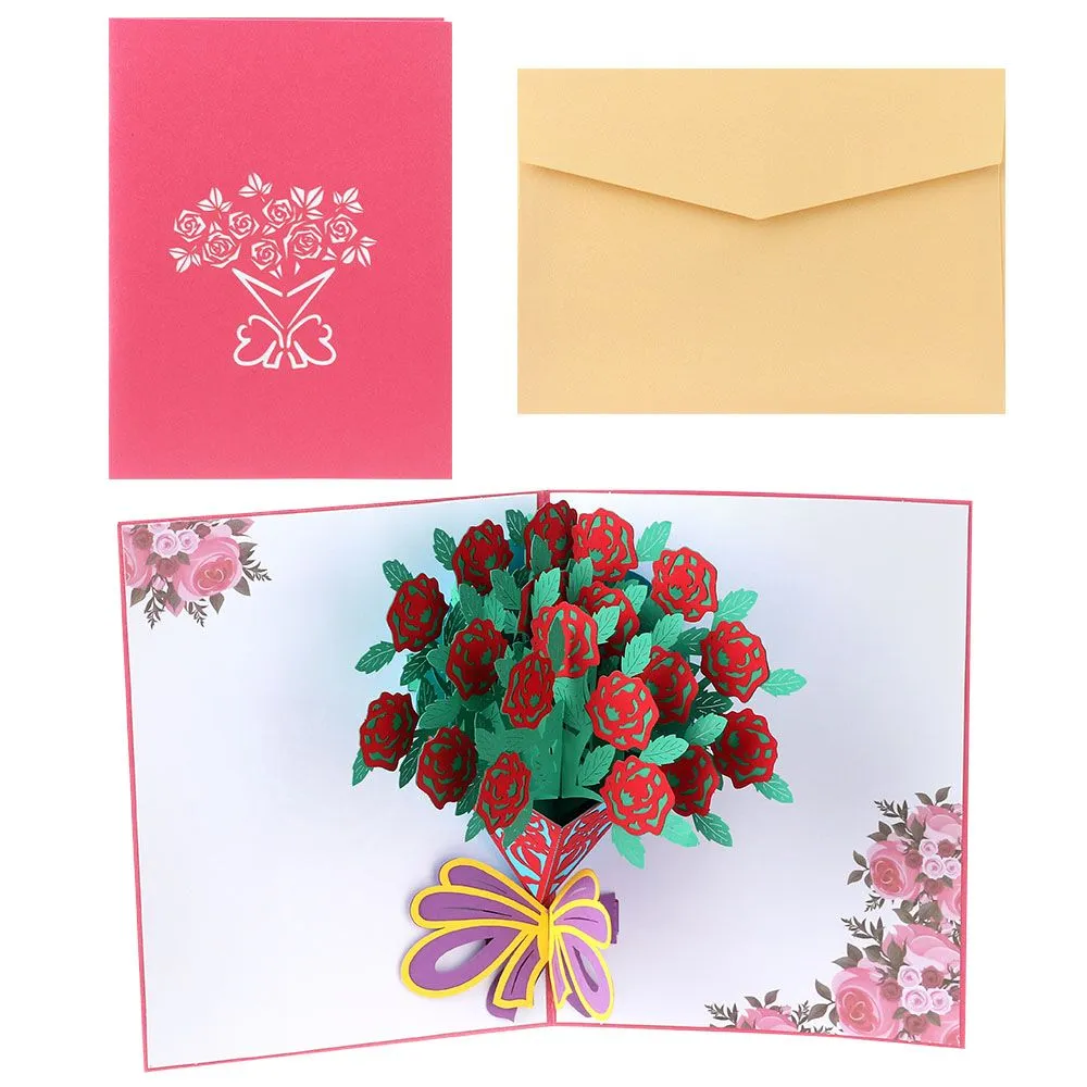 1pcs 3D Noel pop -up hediye nimet kartı parti malzemeleri düğün davetiyeleri Teşekkürler Kartlar Sevgililer Günü Tebrik Kartları