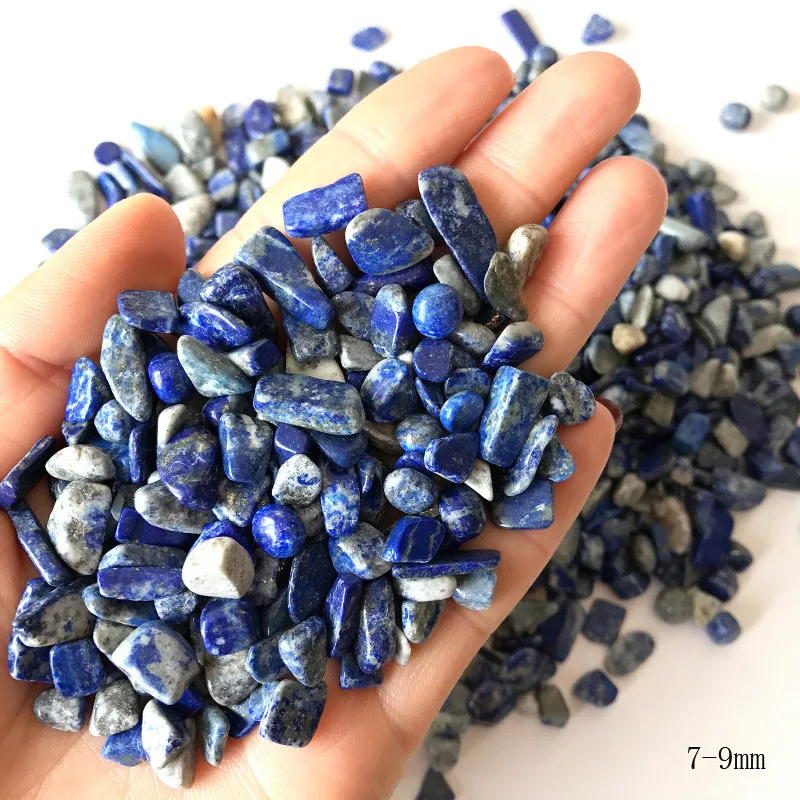 A + 100g 5-7 mm Natural Blue Lapis Lazuli Quartz Crystal Polied Gravel Spécime de pierres naturelles et minéraux