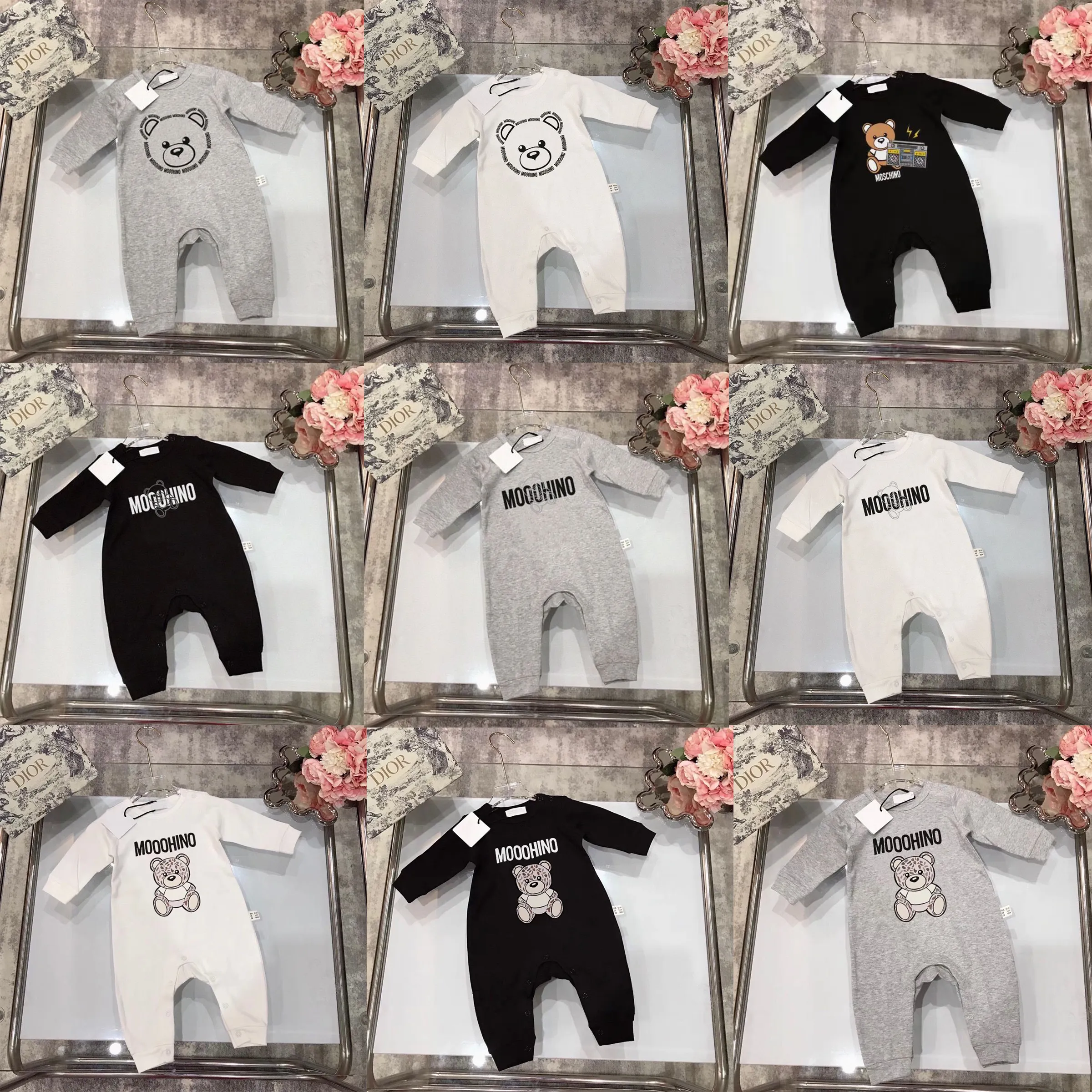 Newborn Bodysuit Baby Designer Clothes Infant Boys Girls Luxury Pure Cotton Long Sleeve Kids Rompers