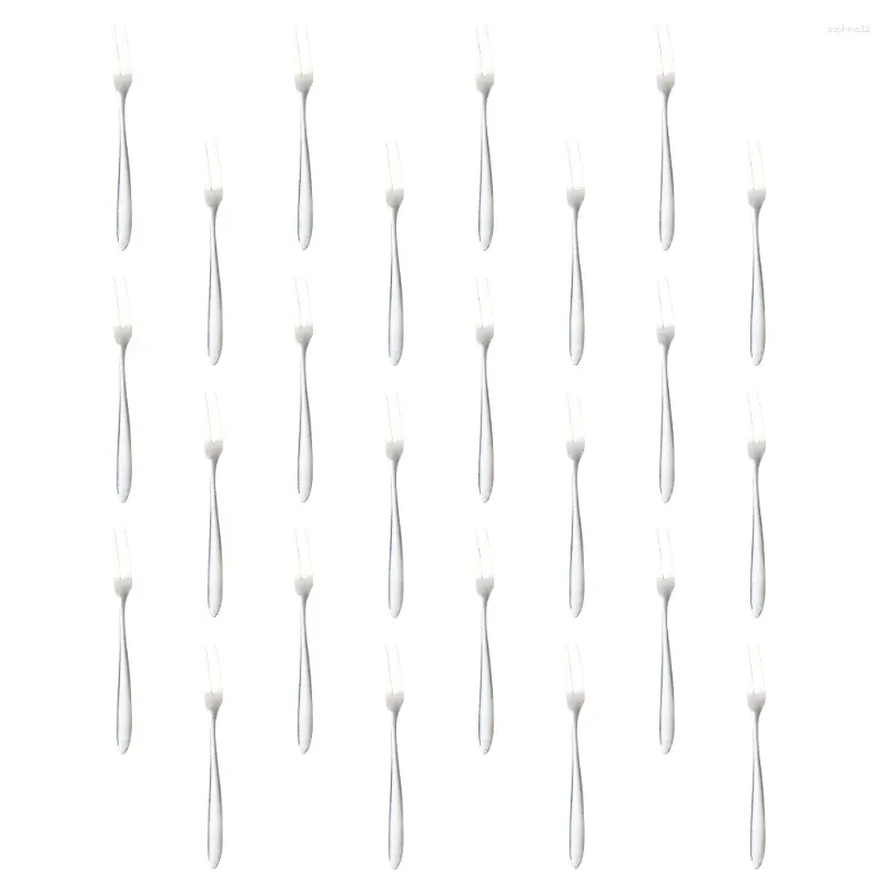 Dinnerware Sets 50Pcs Fruit Forks Stainless Steel Picks Two Prong Toothpicks Kitchen Gadget