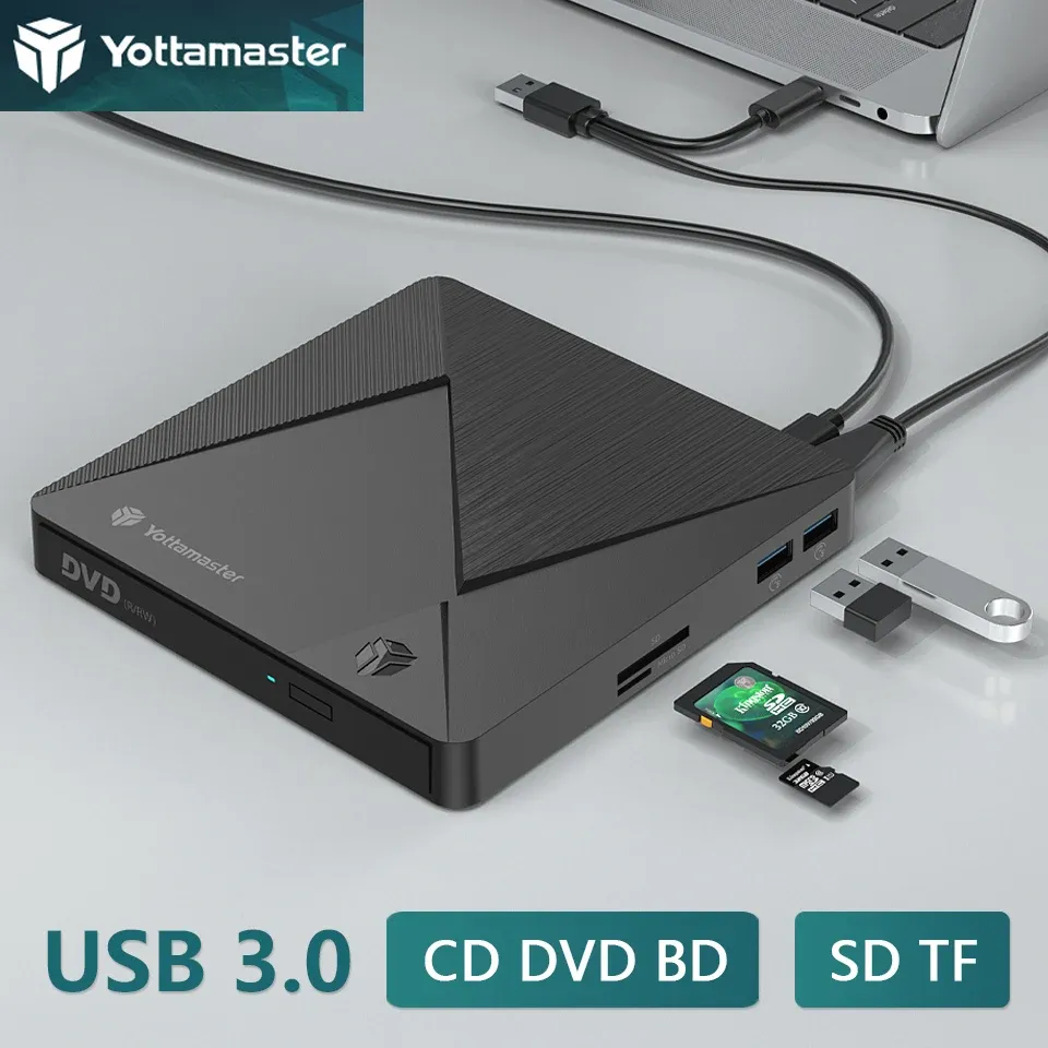 CAS YOTTAMASTER USB 3.0 PORTABLE 5 "CD R / RW DVD ROM RAM DL DIS DISCHER BURNER PLAYER Recorder