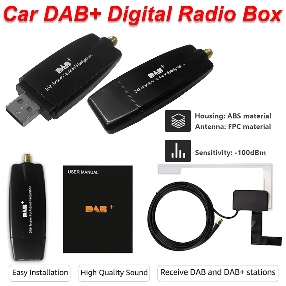 Radio DAB+ AMPLIFICATORE ANTENNA Ricevitore USB Adattatore Android Car Signal Booster Dongle Modulo Dongle per Android 5.1 e sopra l'auto Radio