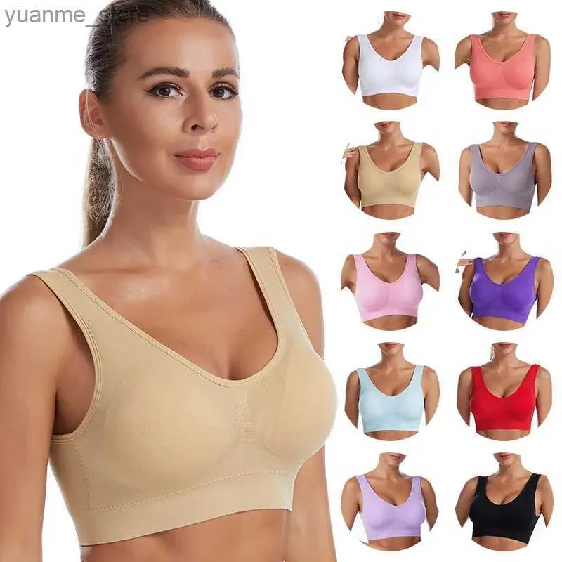 Roupa de ioga Atividade Sports de sutiã feminina Plus Size Size Yoga Top Pads de roupas íntimas Fitness Running Top Topless BRA S-4XL Y240410