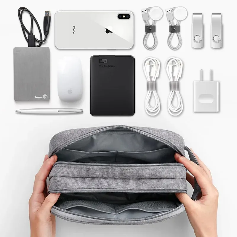 Oxford Double-Layer Cable Storage Bag Travel Digital USB Gadget Organizer Charger Wires Storage Pouch Kit Case Accessories