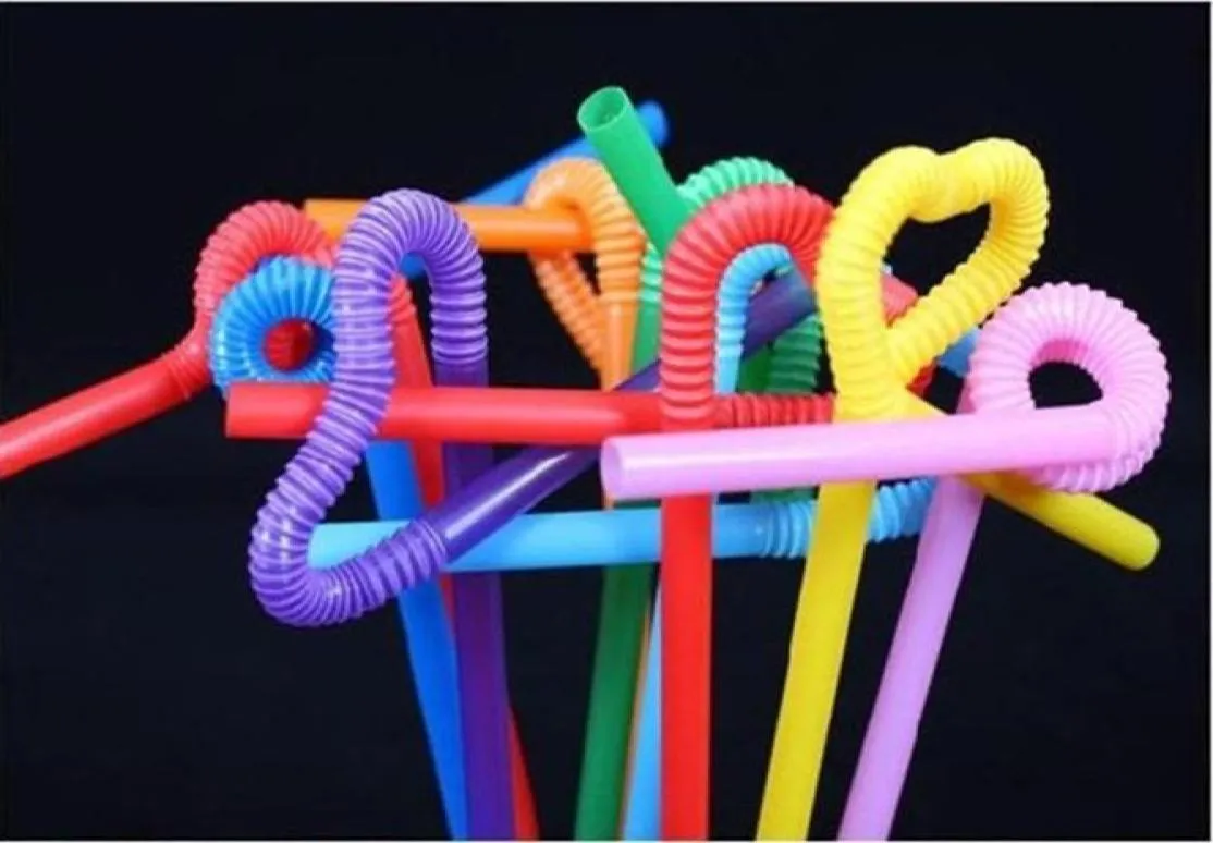 100 PCS Plastic Flexible Bendy Mydle Colors Party Disposable Paies de consommation d'alcool pour enfants Decoration de mariage d'anniversaire Supplies 267H9898030