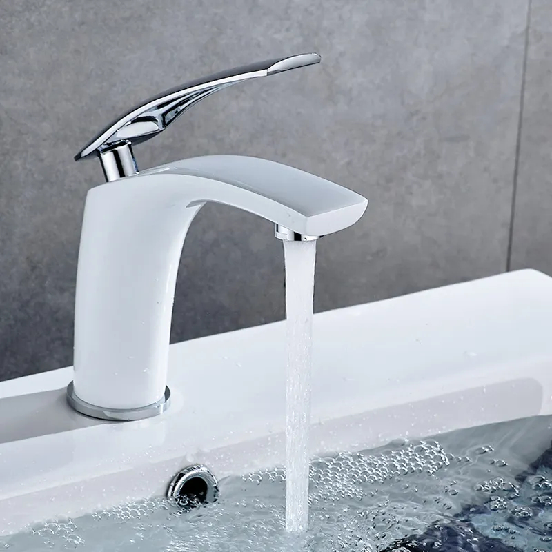 Rovogo Vanité de salle de bain robinet de lavabo blanc single manche de cuvette de toilette Babot de bassin d'eau d'un trou en laiton massif en laiton