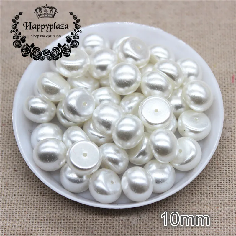 6/8/10/12/14mm blanc / ivoire Chunky Flatback Round Round Abs Simuler des perles de perle (demi-trou) DIY Jewlelry / Phone / Craft Decoration