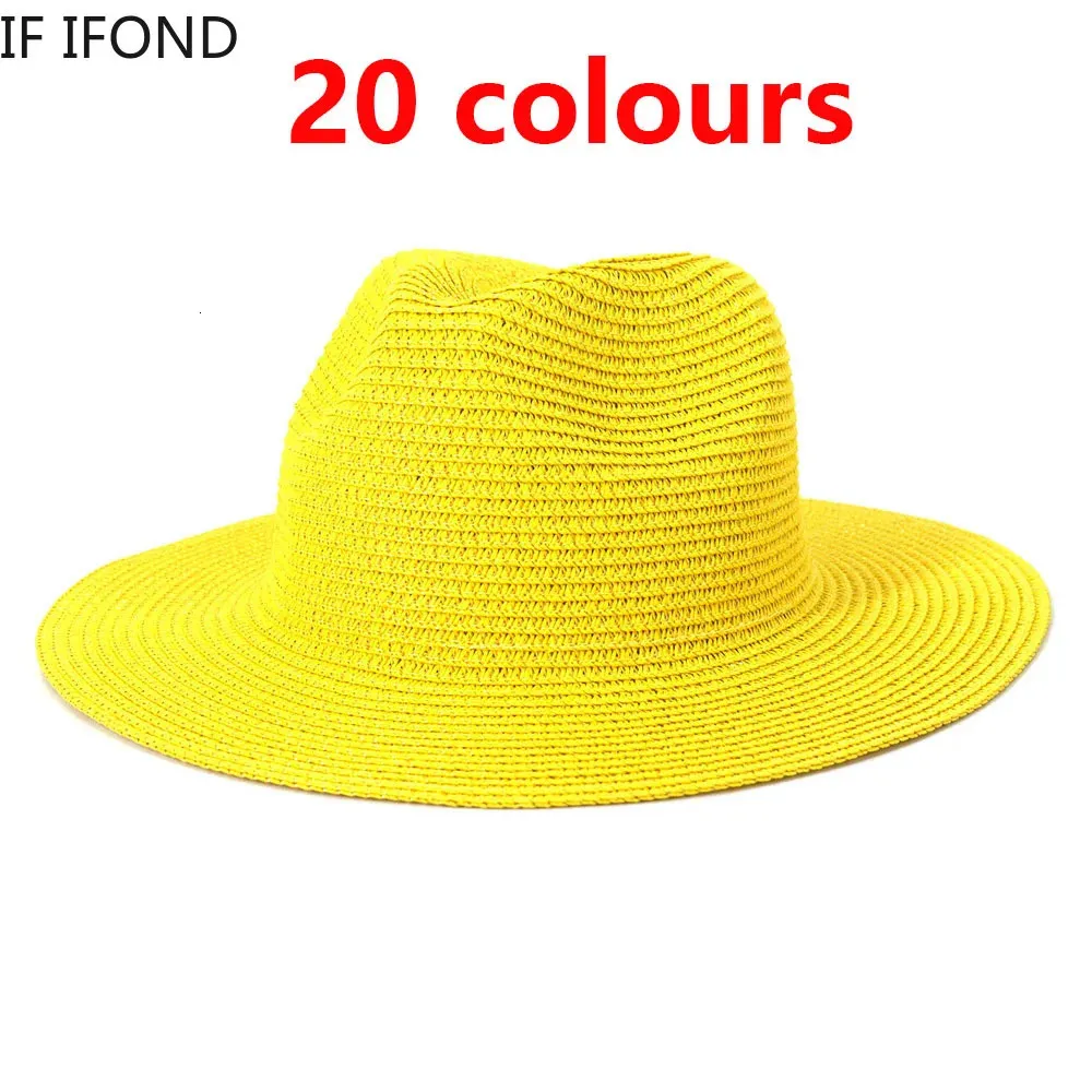 Sun Hats al por mayor Hombres Mujeres Summer Panamá ancho de paja Fashion Colorido al aire libre Beach Beach Protective Cap 240410