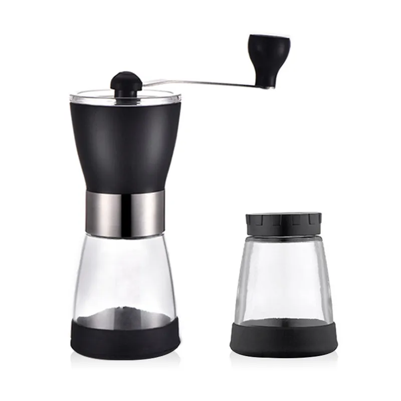 Kaffeebohnen Schleifhandbuch mit Bohnenspeicher Espressomaker tragbarer Getreide Burr Schleim Pfeffer Mill Kaffee Mahlen Barista Tool