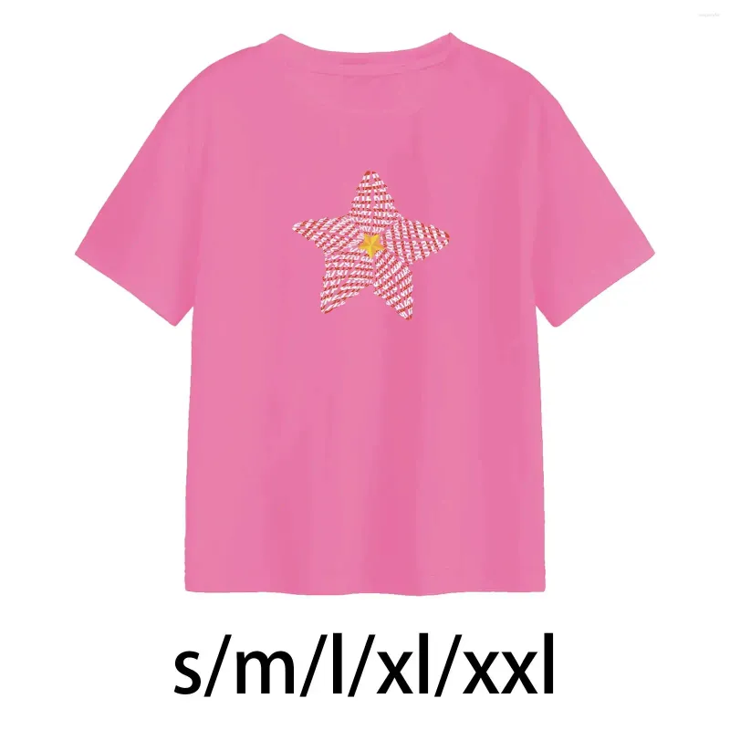 T -Shirts Frauen gedrucktes Hemd Lady Tops Modes Leicht vielseitig viel vielseitiges T -Shirt Rundhals für Trekking -Einkaufsbetriebshome Office Street