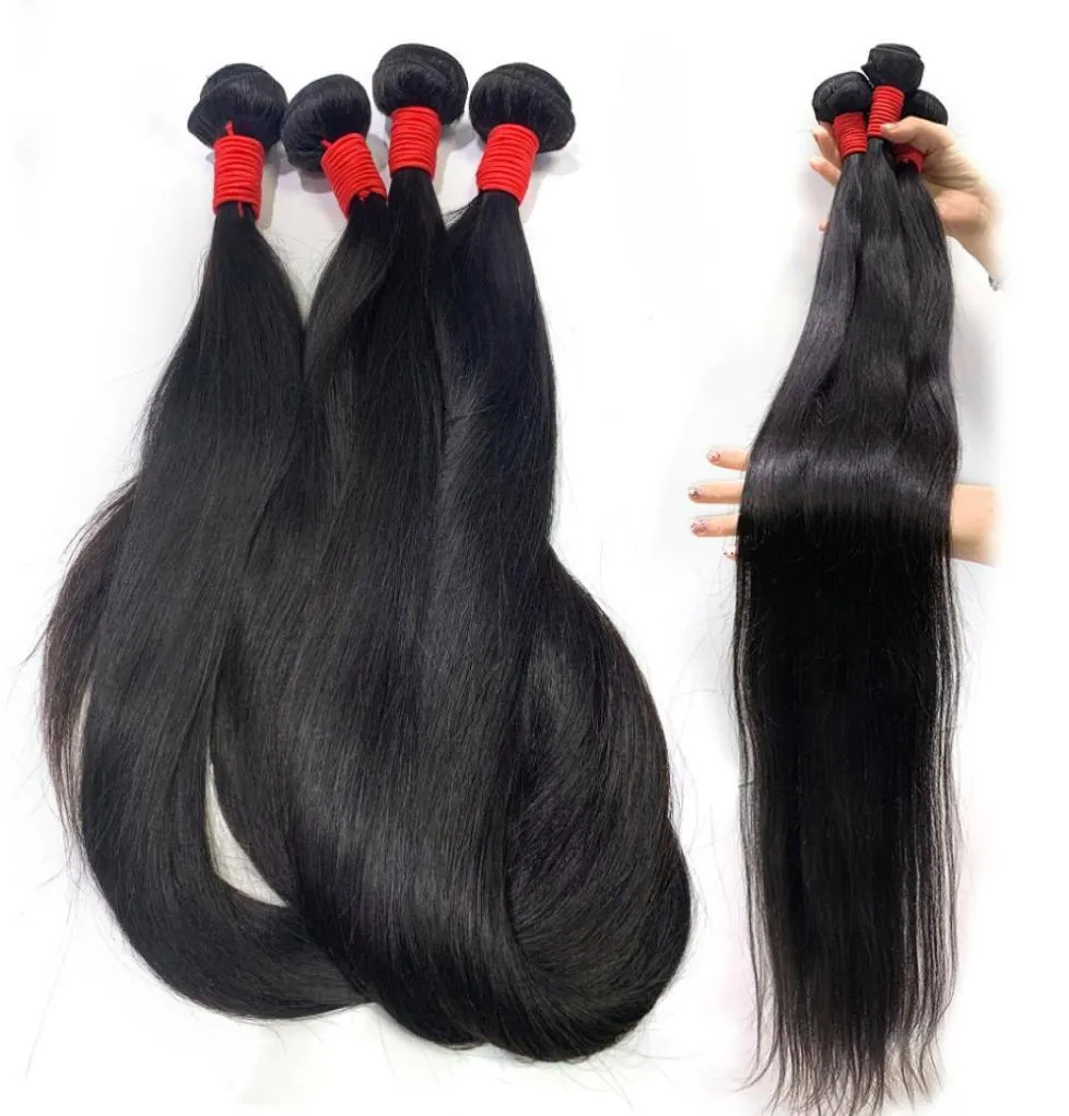 BeautyStarquality Long Virgin Raw Indian Human Hair Extensions rak våg 36 38 40 tum obearbetad jungfrulig remy hårväv2334912