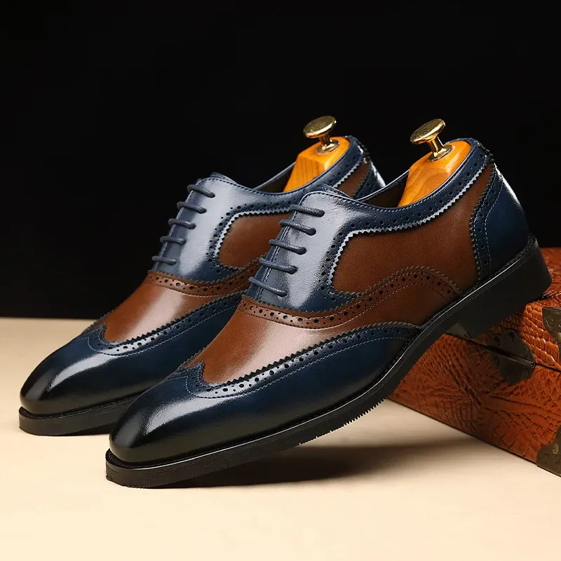 Stövlar läder brogue män stor storlek mode bröllop parti män klänningskor italiensk designer manliga drivande formella skor snörning män oxfords