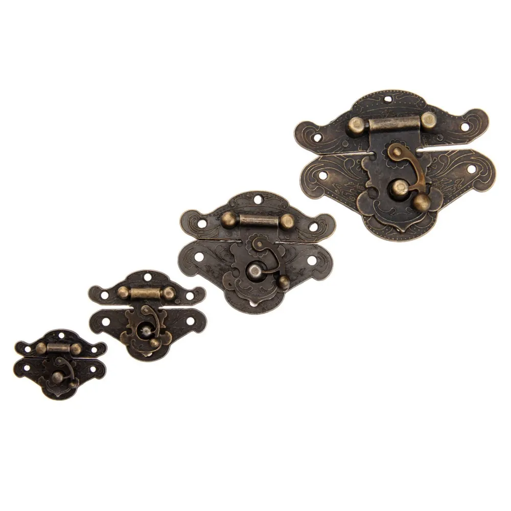 Dredl 1pc bijoux en bronze antique boîte en bois verrouillage hasps verrure décoratif en laiton valises en lait