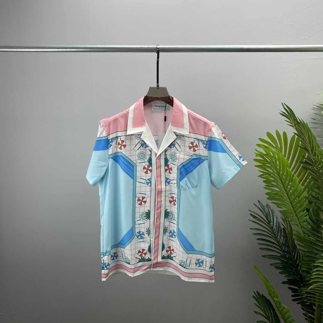 Camisa de designer masculina Summer Summer Manga Casual Button Up camisa impressa Camisa de boliche estilo praia Roupa de camiseta respirável #115