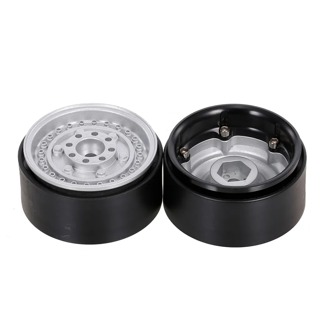 GLOBACT 1.9” Beadlock Wheels – 4Pcs Black Aluminum Rims For 1/10 RC Crawlers Like TRX4, SCX10, Redcat GEN8