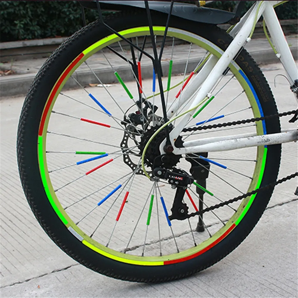 Terreno da biciclette da 12 pezzi di bombole in bicicletta Scatena di sicurezza notturna di sicurezza per la spia Bicycle Bicycle Reflective Reflector Strip Accessori per ciclismo per biciclette MTB