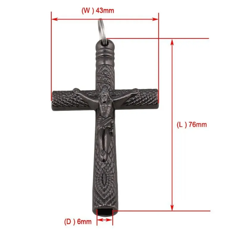 Jesus Cross 6mm Drum Schlüsselschlüssel Drum Schlüsselkette Silber Halskette Kreuzdrumkopf -Tuningschlüssel