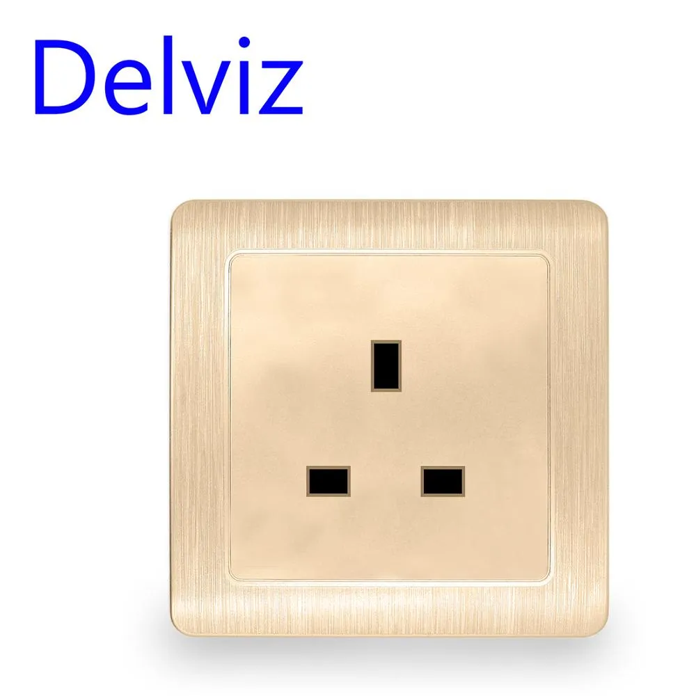 Delviz UK standard 13A wall socket panel, Type 86 square hole, Square pin socket, British switch socket, AC 110V~250V, Household