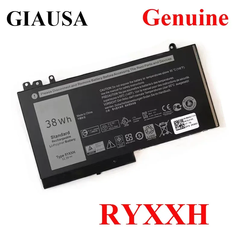 Baterias Bateria de laptop Ryxxh genuíno para Dell Latitude 12 5000 11 3150 3160 3550 E5250 E5450 E5550 Series Notebook 9P4D2 11.1V 38WH