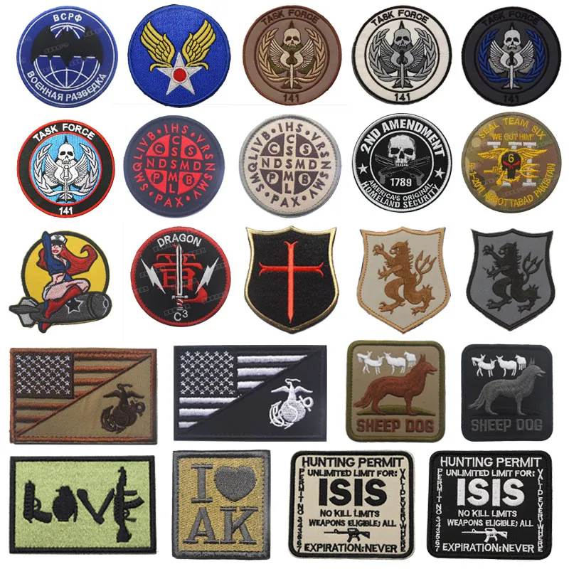 1 PC broderad armband snikskytt skalle Saint Benedict Tactical Special Forces Badge Army Fan Clothing Ryggsäck Hat Patch Applique