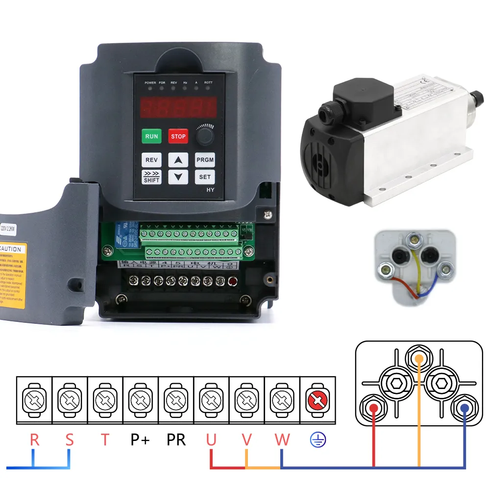 空冷スピンドルモーター2200W 2.2KW 24000rpmスチールボールベアリングCNC工作機械スピンドル3位入力+ER20コレット